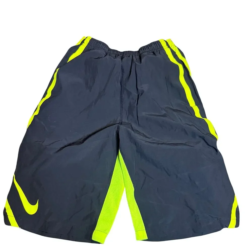 Nike Dri-FIT Youth Black Green Volt Football Athletic Shorts, Youth Size Large